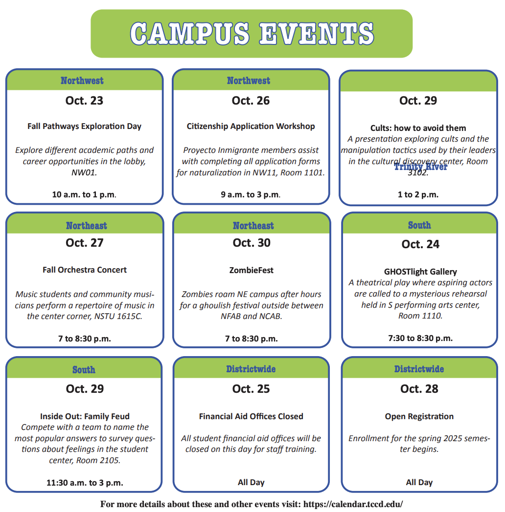 EVENT CALENDAR WEEK OF OCT. 23